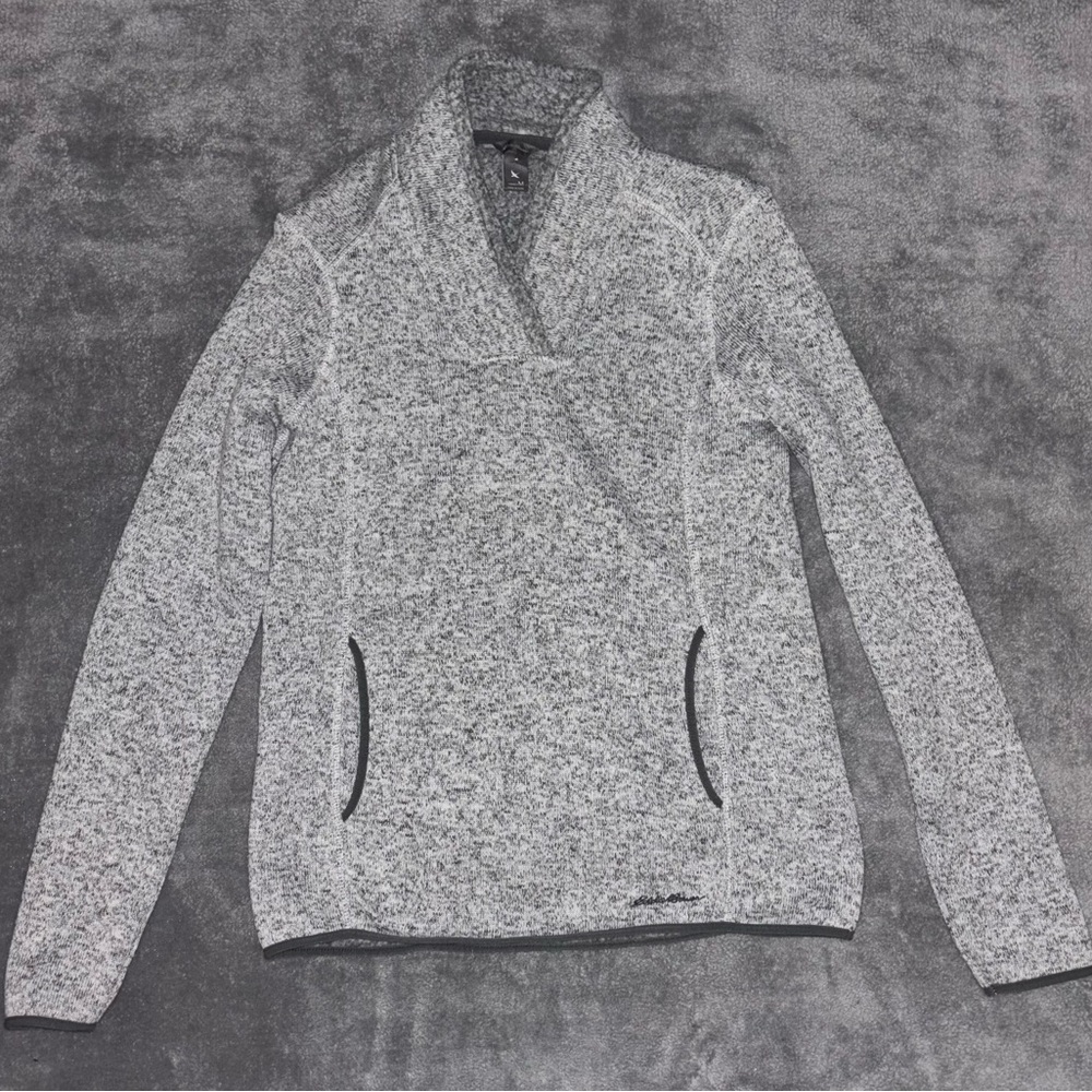 Eddie Bauer Sweater Fleece Pullover Women’s M Gray Cozy Outdoor
